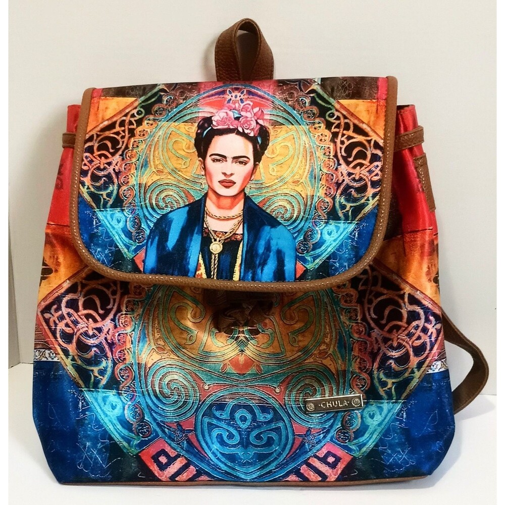 Chula Graphic Print Drawstring Backpack Magnetic Flap Made In Mexico NWT